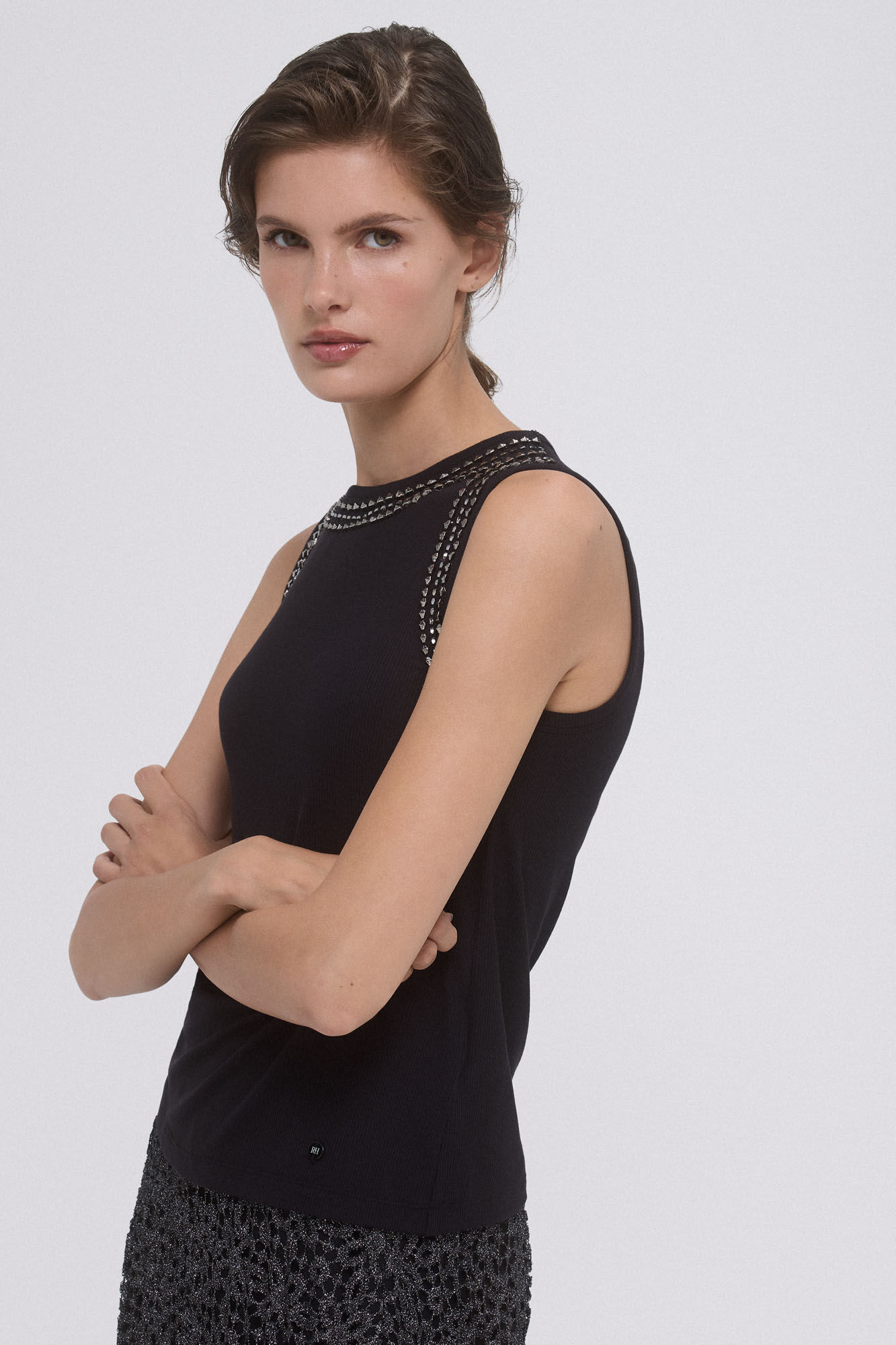 Pedro del Hierro Camiseta tirantes piedras Negro