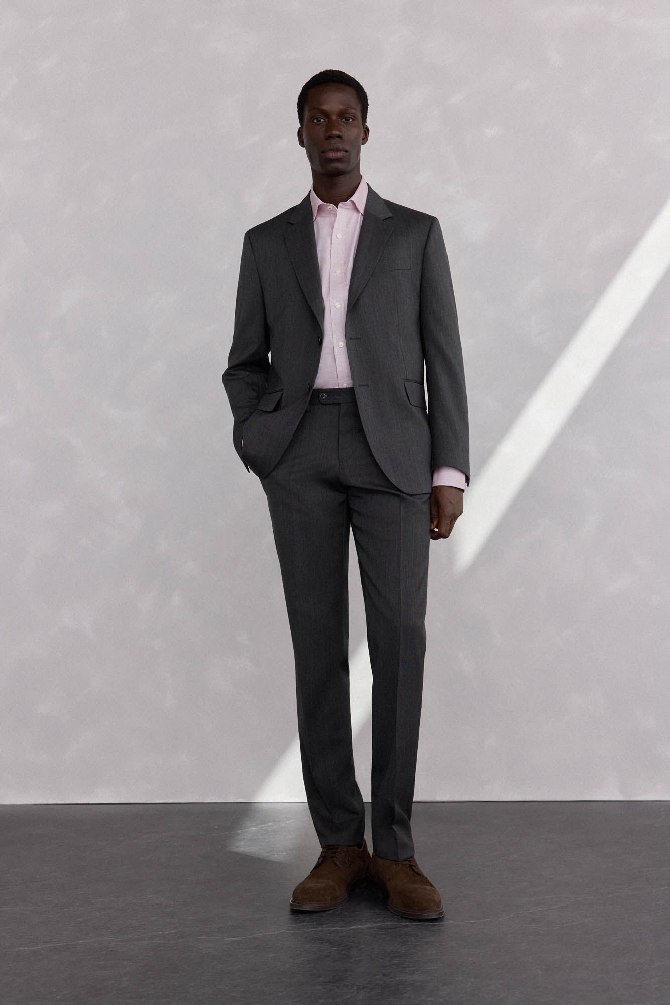 Pedro del Hierro Gray bi-stretch slim fit structured blazer