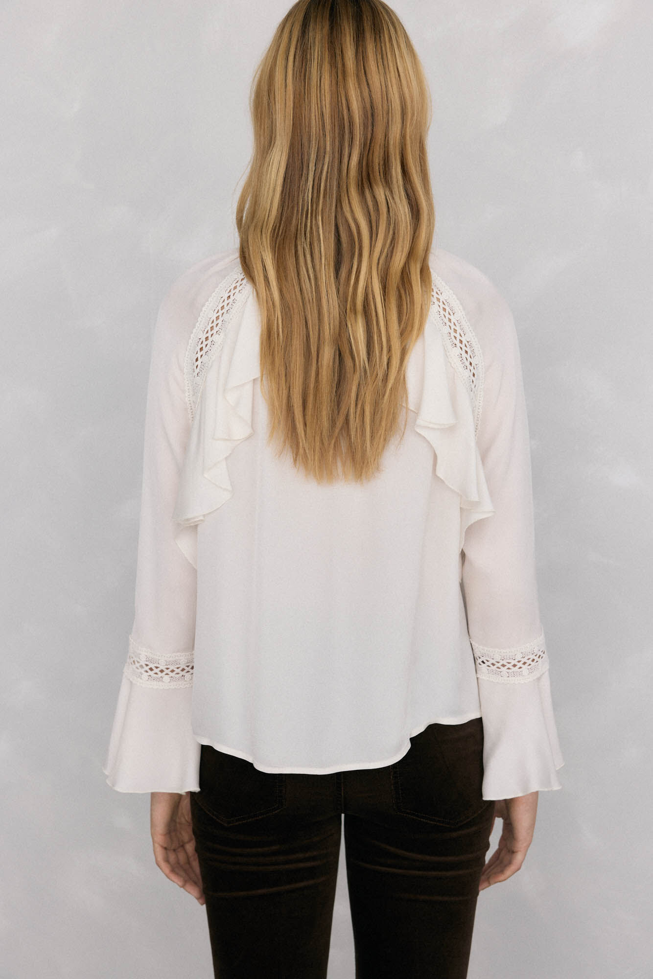 Pedro del Hierro Ruffled lace blouse Ecru