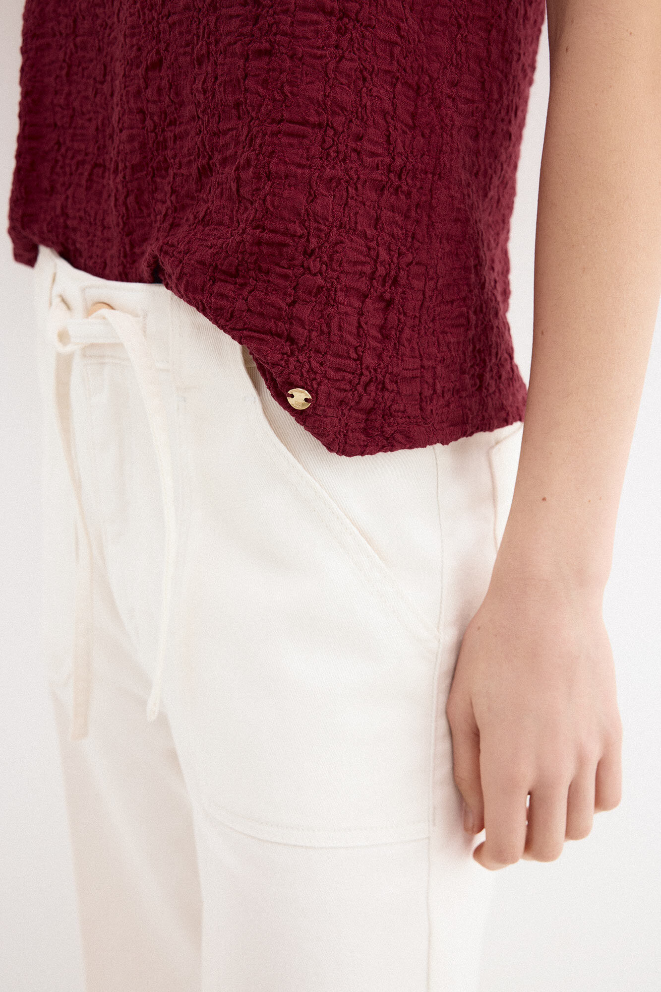 Pedro del Hierro Wrinkled fabric sleeveless top Burgundy