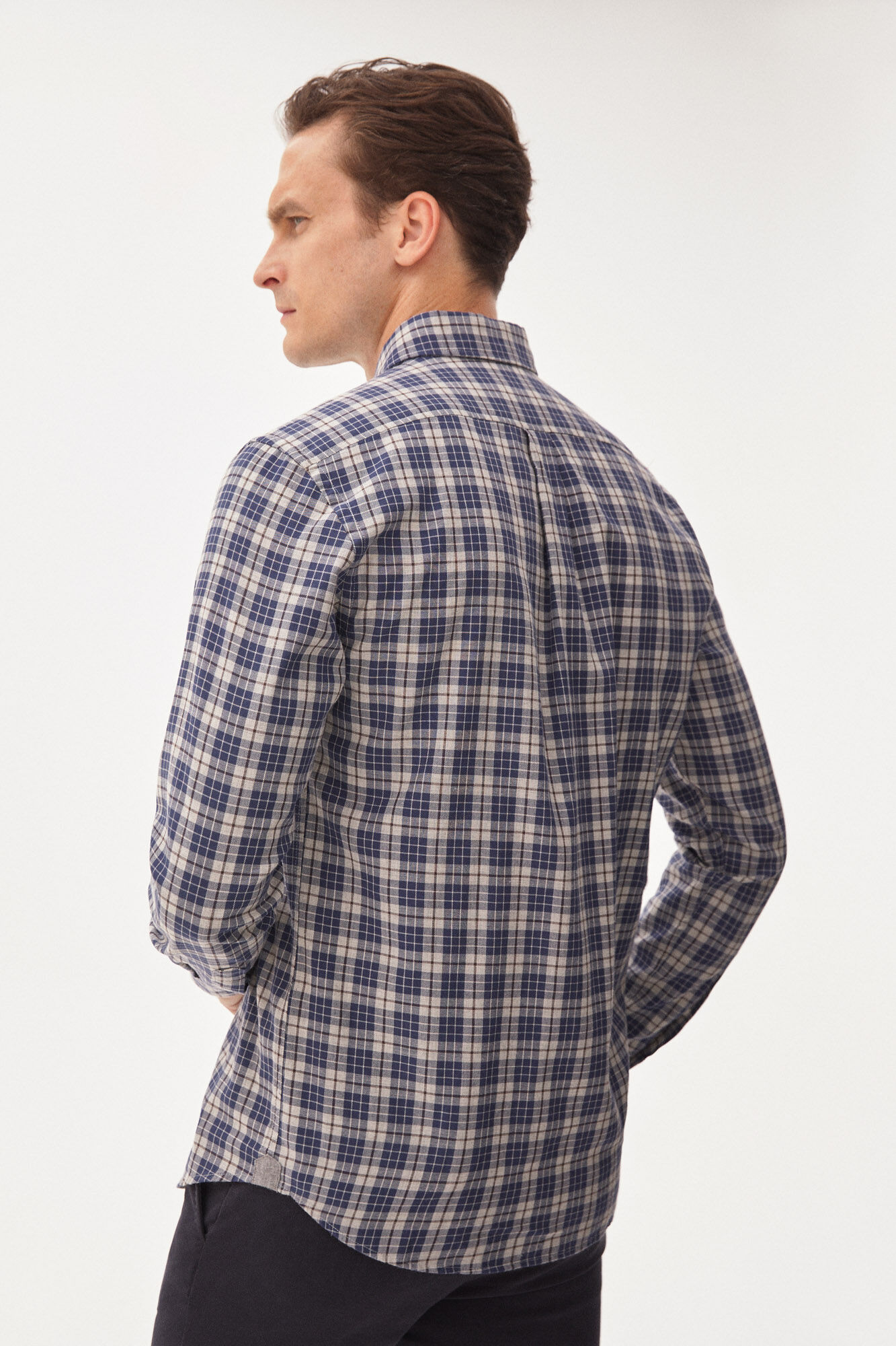 Pedro del Hierro Checked Tencel Modal shirt Blue