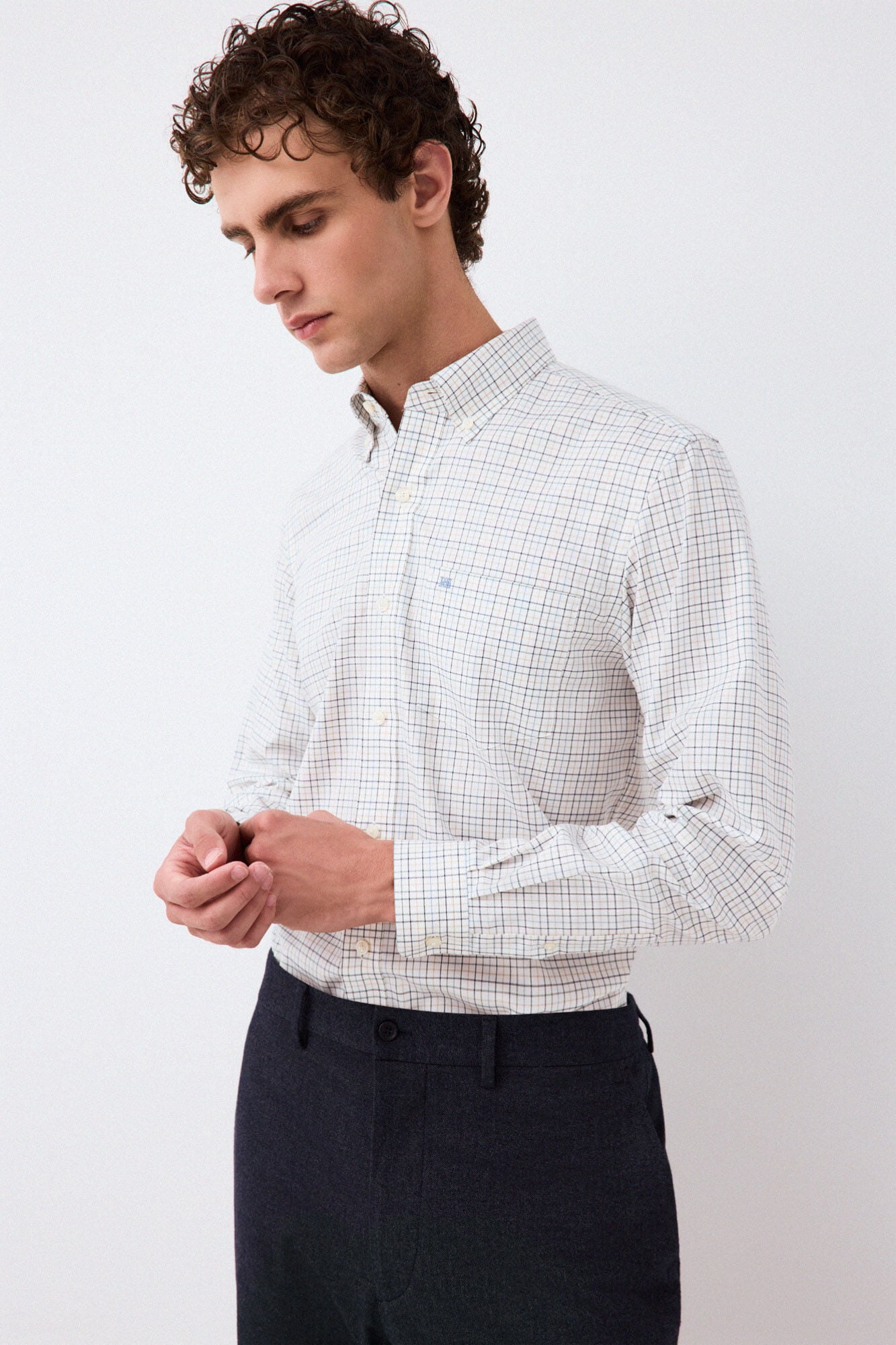Pedro del Hierro Plaid twill shirt Grey