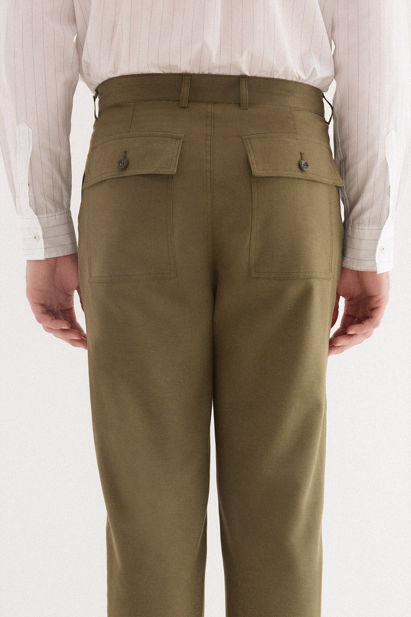 Pedro del Hierro Linen worker regular trousers Green