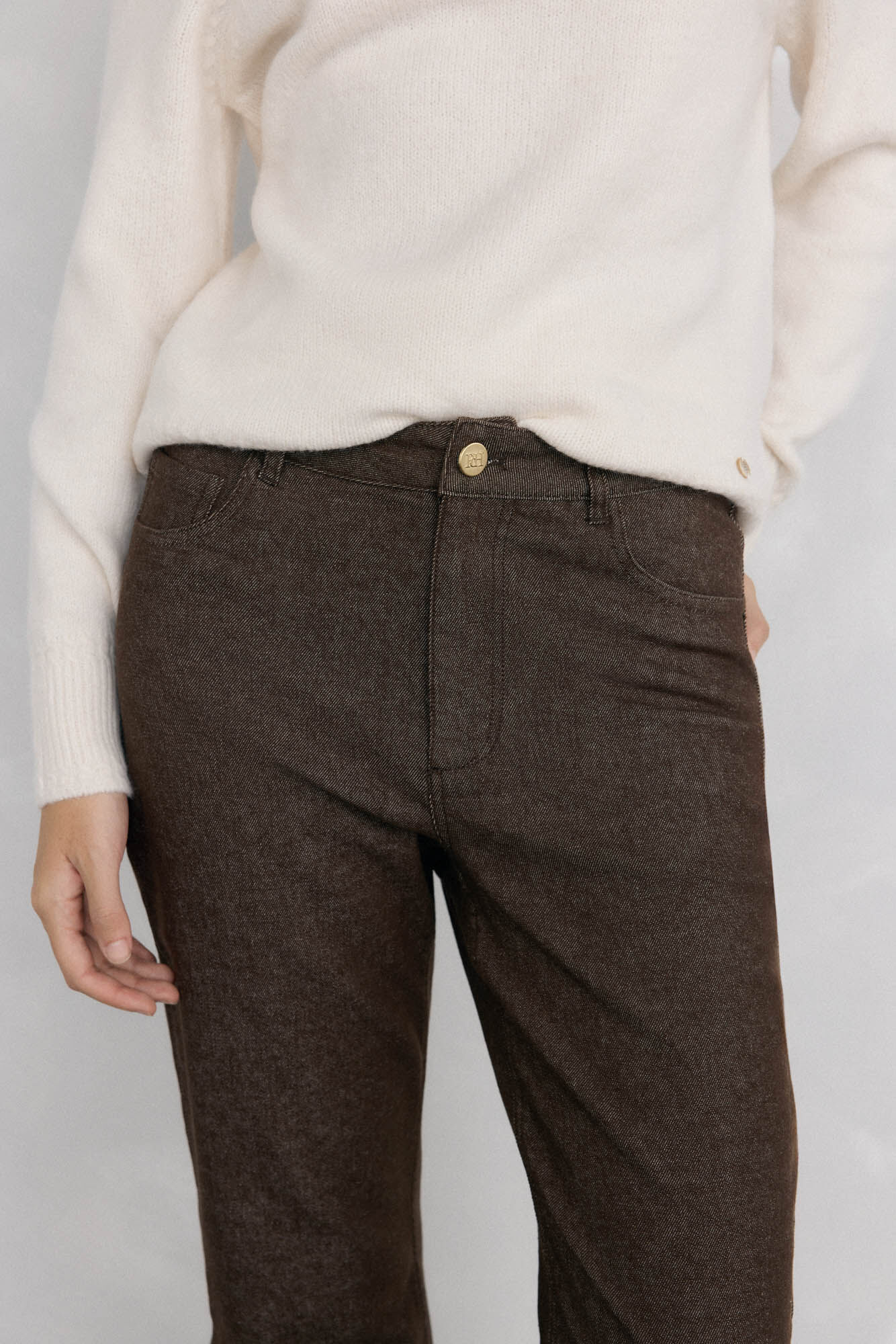 Pedro del Hierro Cal&ccedil;a jeans b&aacute;sica estilo tubo de fog&atilde;o Marrom