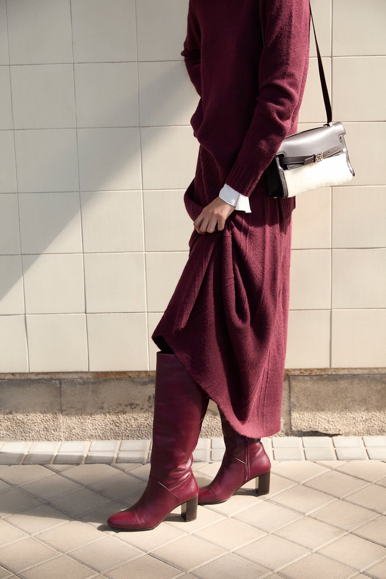 Pedro del Hierro Bolsa de ombro convert&iacute;vel em pele de carneiro