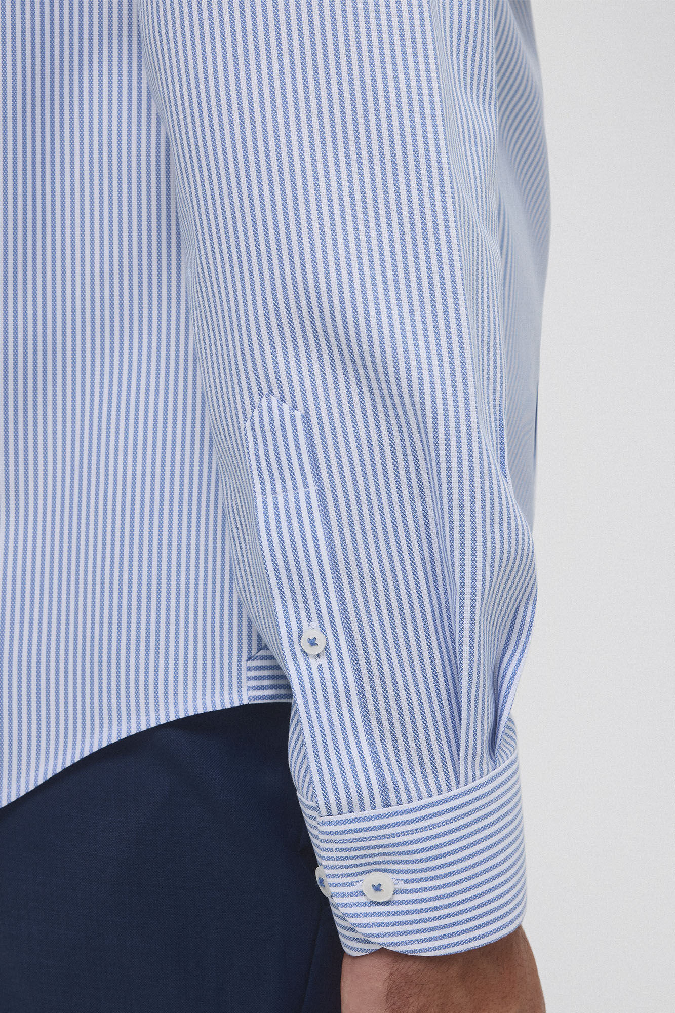 Pedro del Hierro Striped dress shirt, non-iron + anti-stain Blue