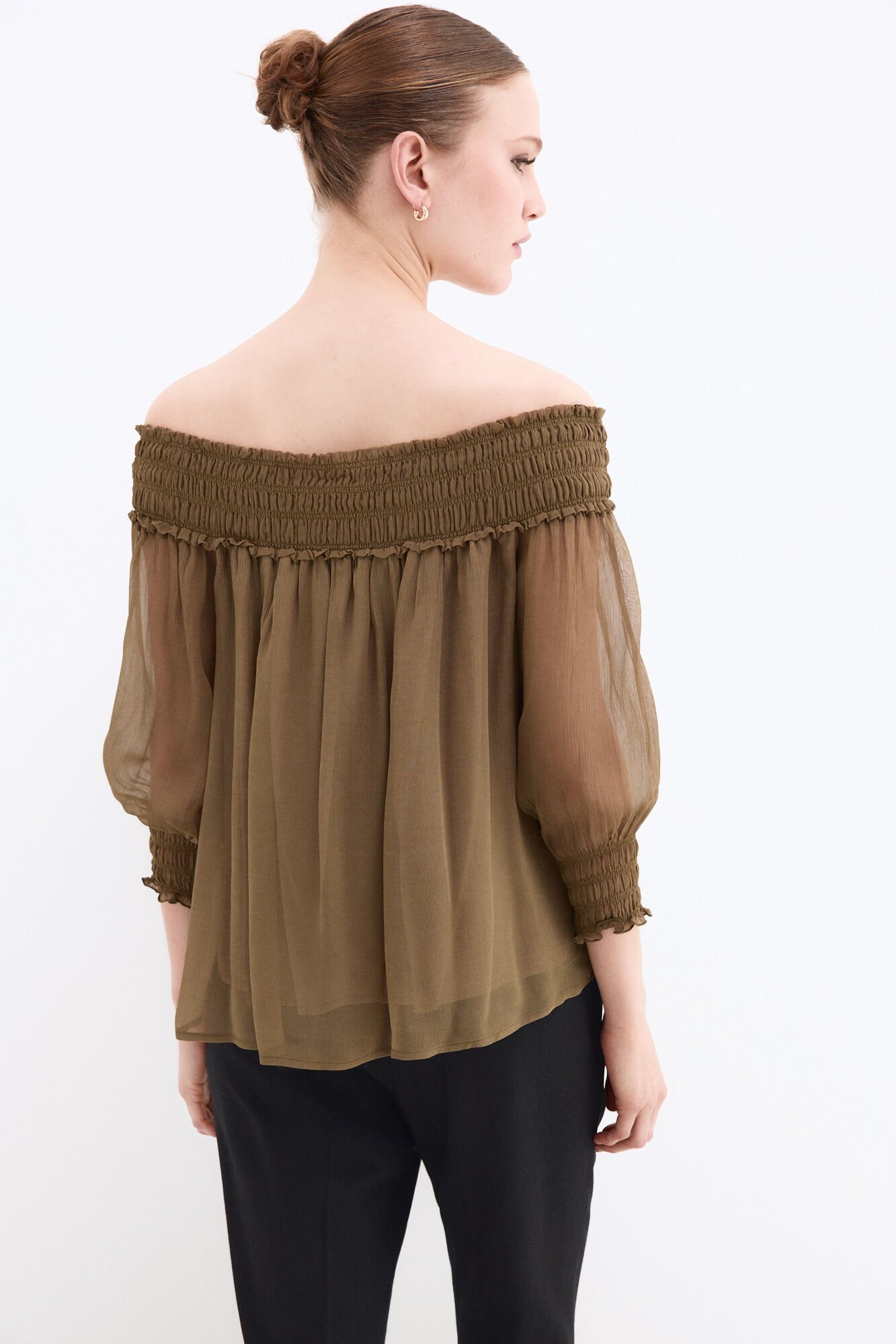 Pedro del Hierro Gummed chiffon blouse Green