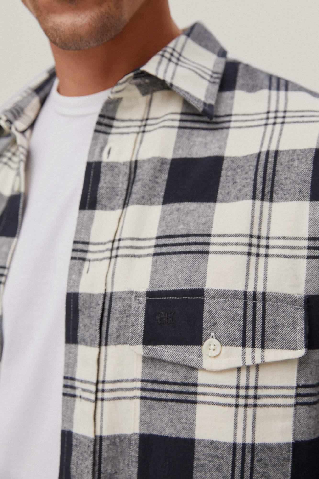 Pedro del Hierro Camisa cuadros franela Beige