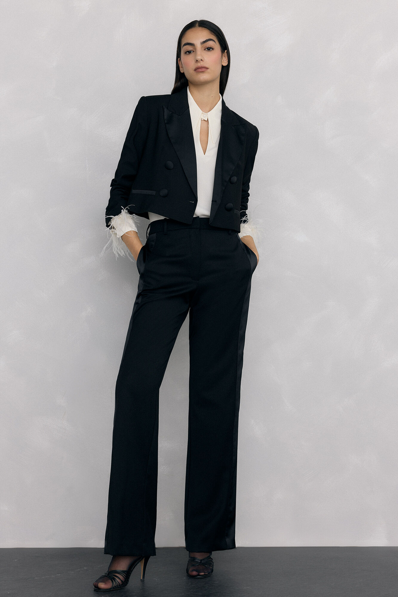 Pedro del Hierro Blouse with feather cuffs White