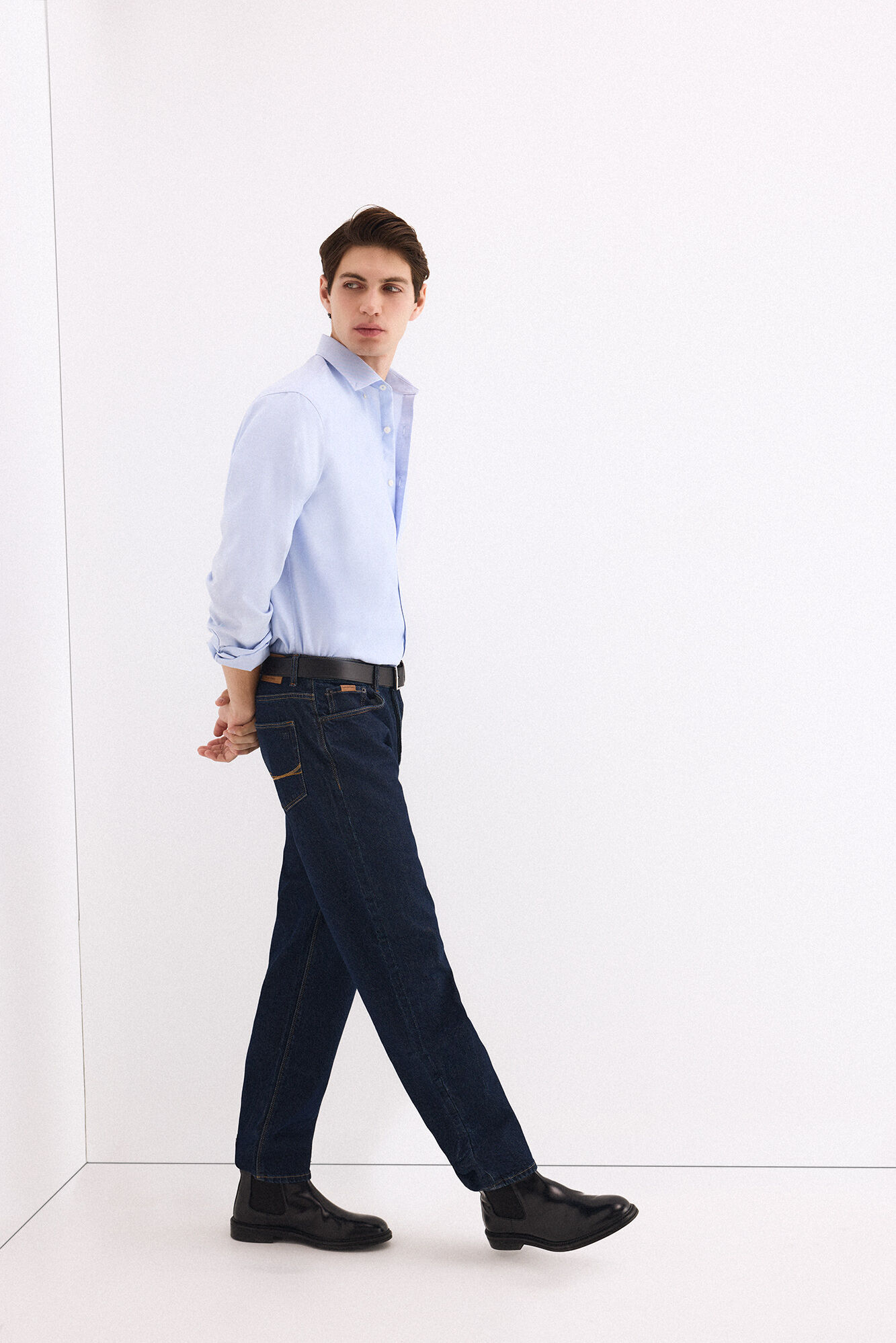 Pedro del Hierro Non-iron plain Oxford shirt Blue