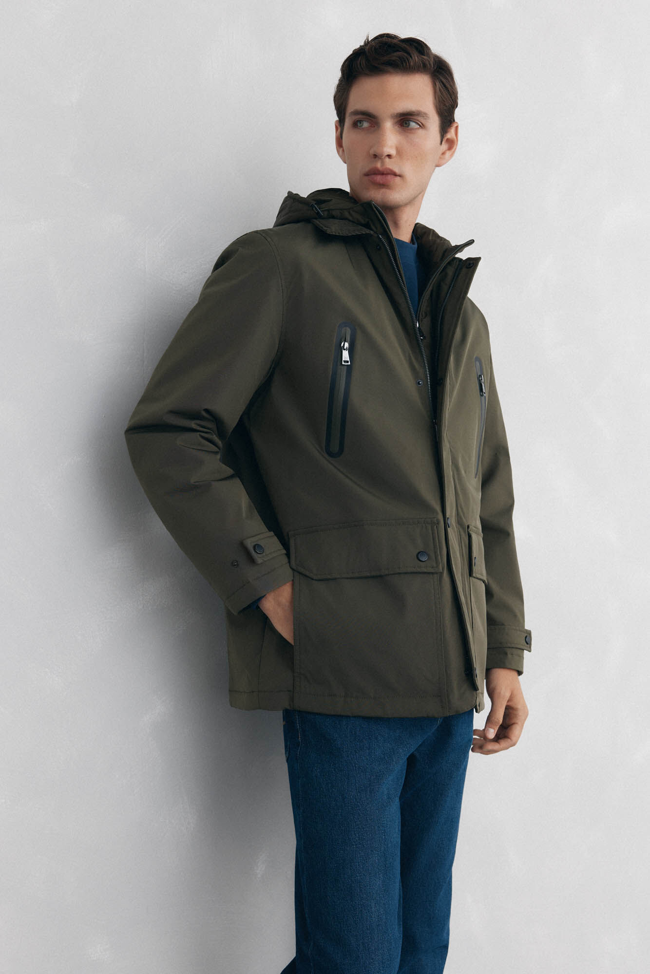 Pedro del Hierro Water-repellent zip fastening jacket Green