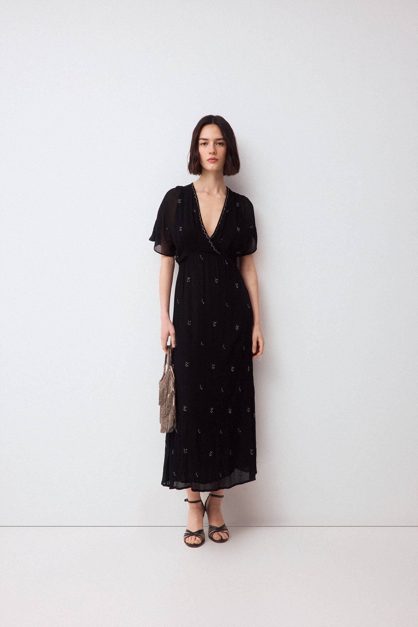 Pedro del Hierro Fluid gemstone detail dress Black