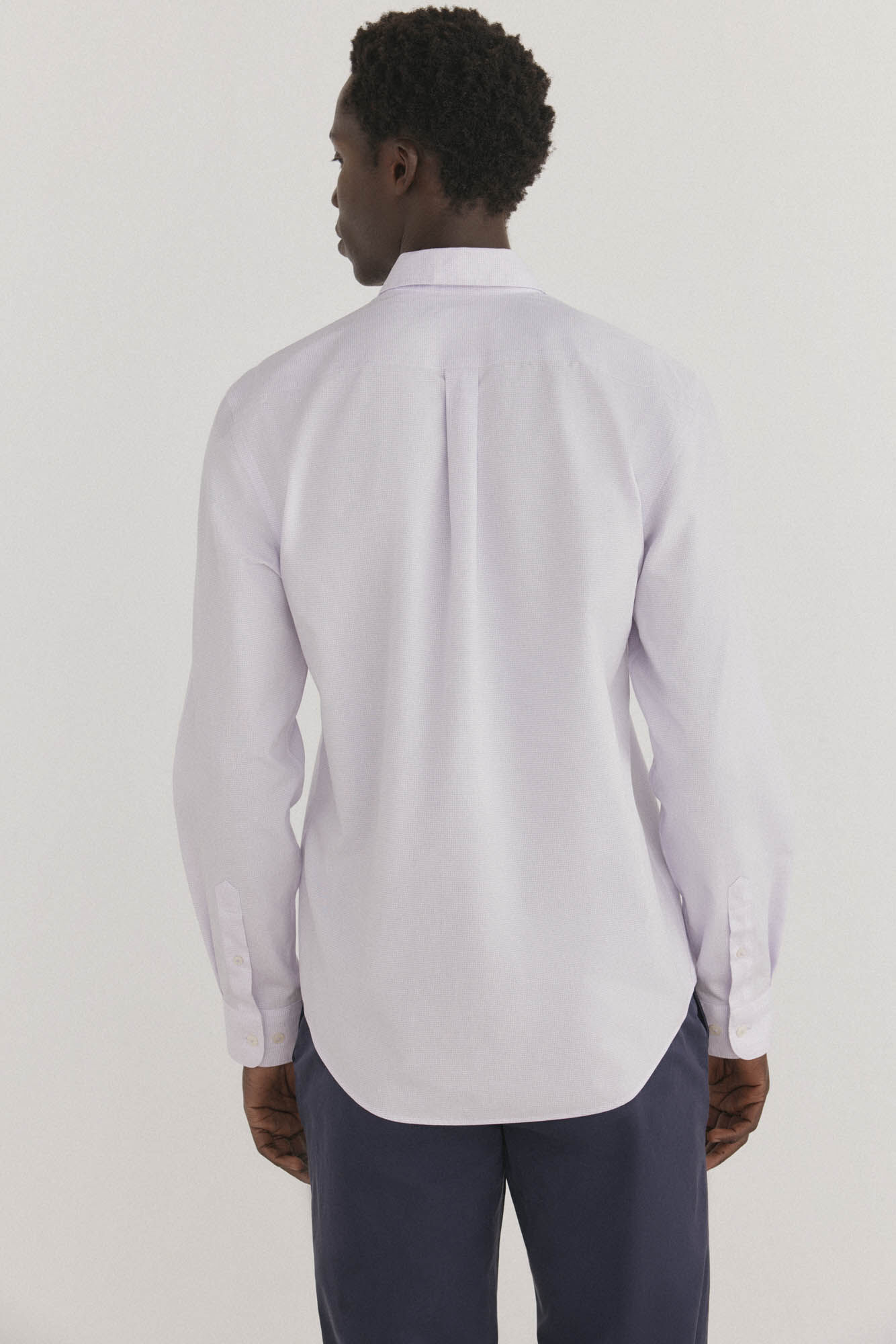 Pedro del Hierro Non-iron + stain-resistant plaid shirt Purple