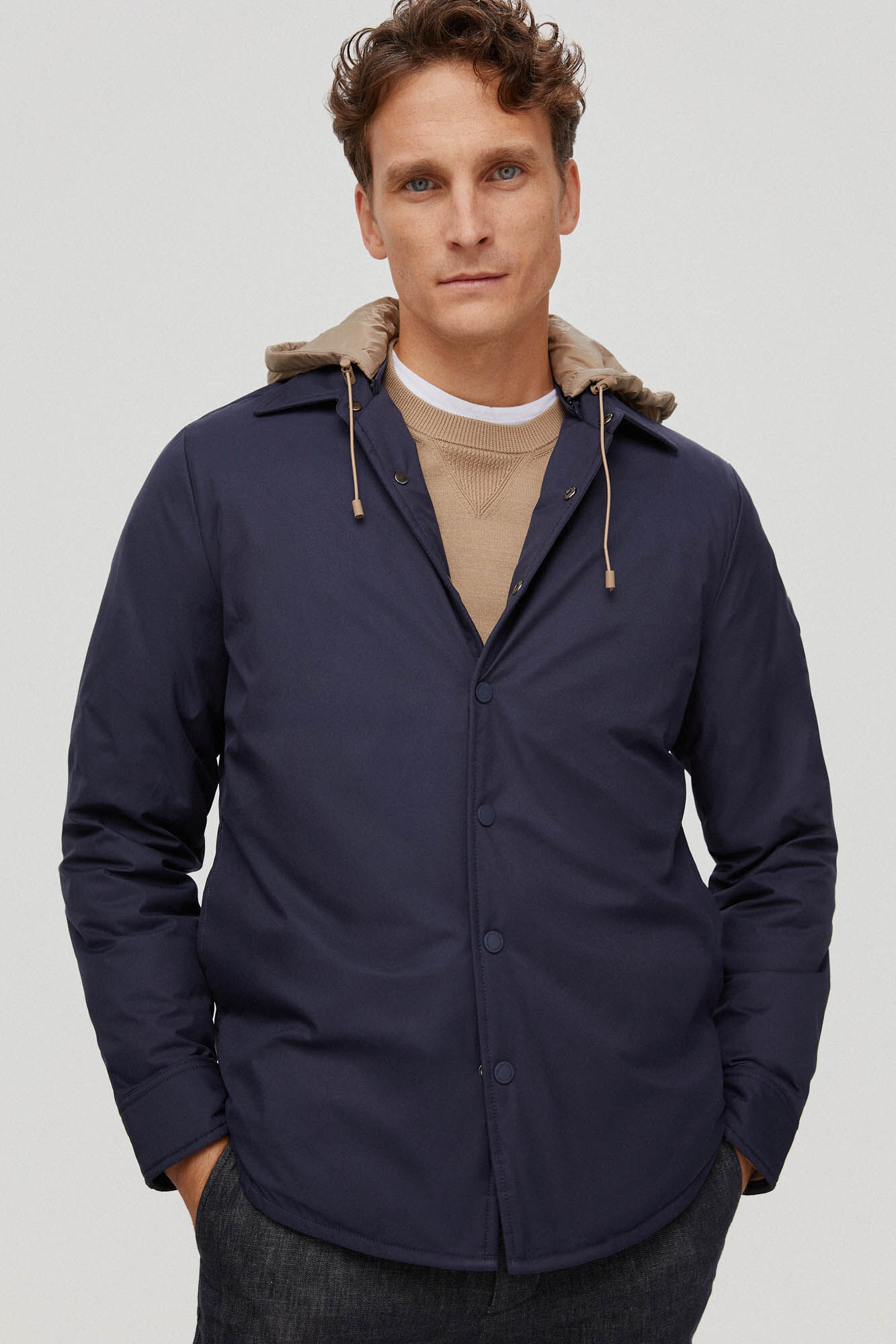 Pedro del Hierro Sobrecamisa con capucha Azul