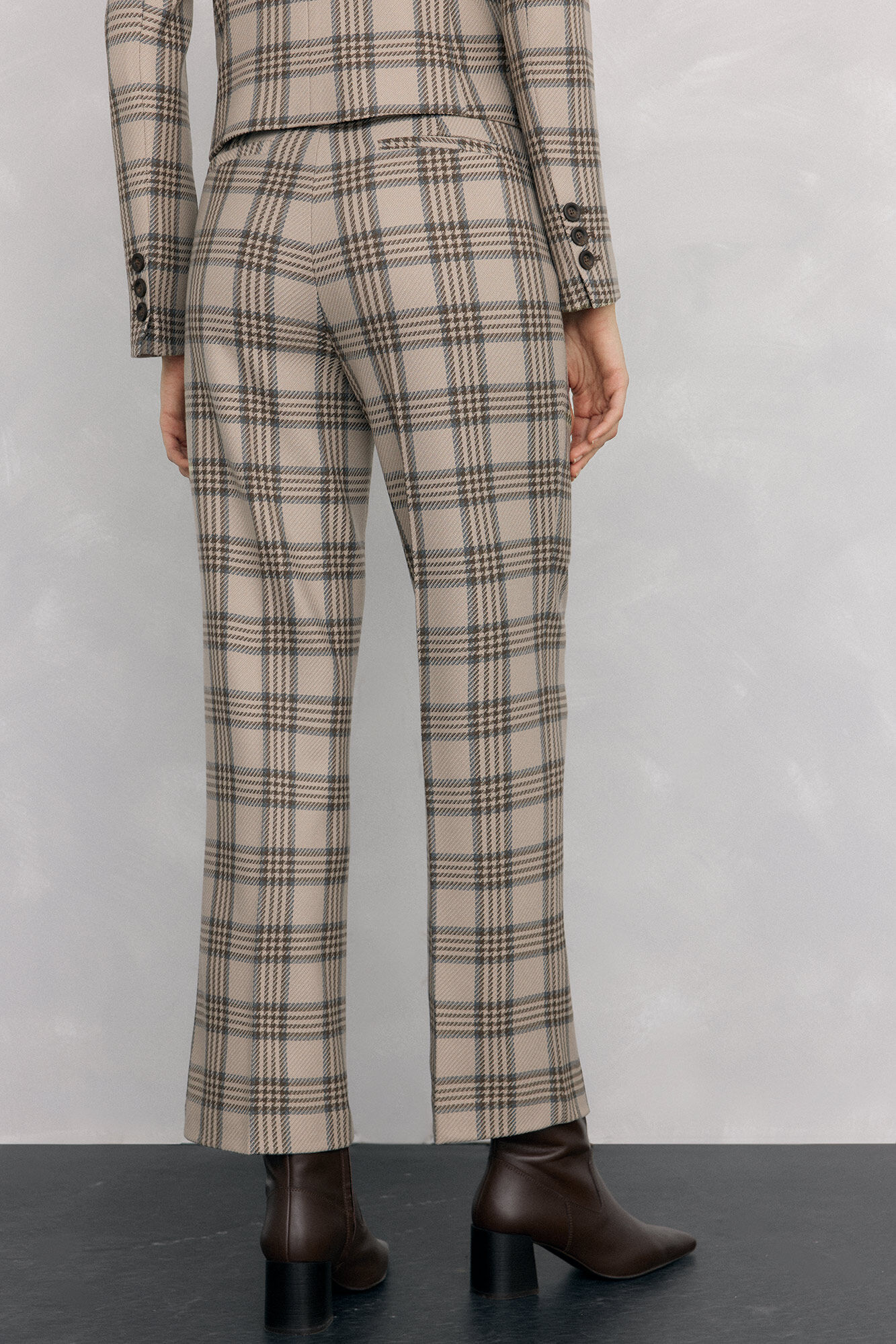 Pedro del Hierro Straight checked trousers Brown