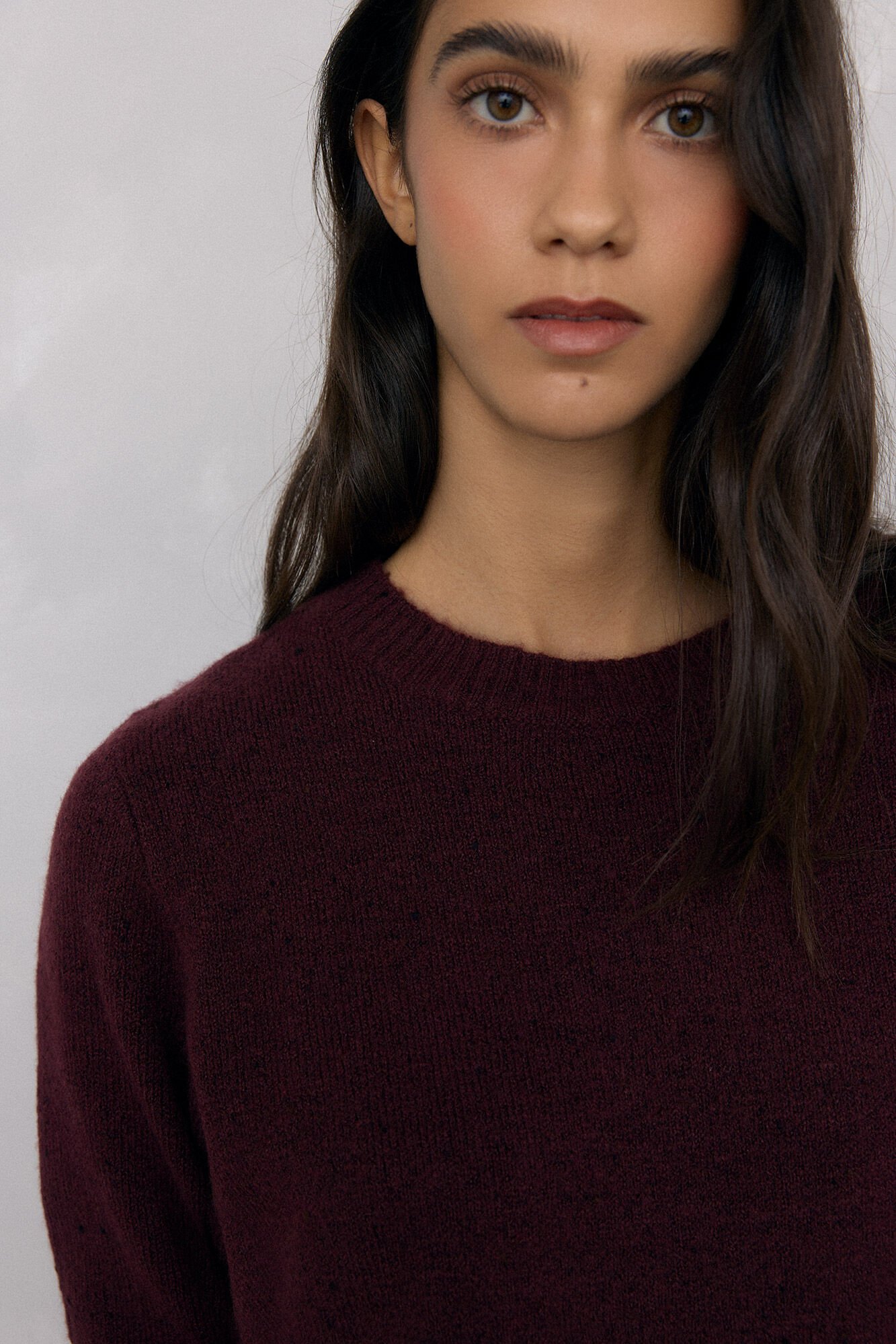 Pedro del Hierro Jersey mesclado com fendas laterais Bordeaux