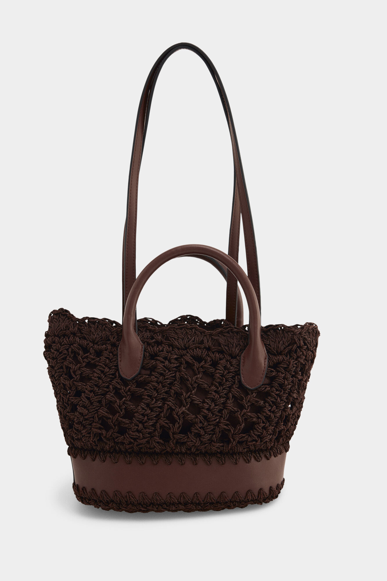 Pedro del Hierro Raffia-effect braided logo basket bag Brown