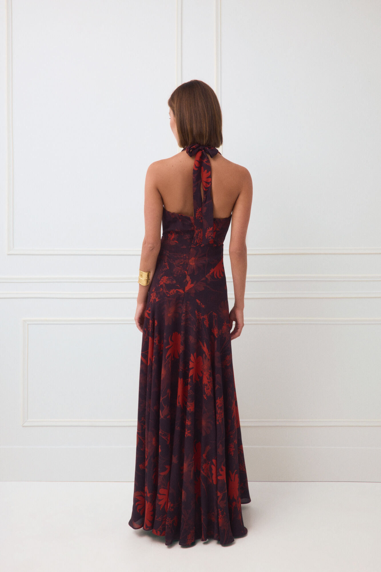 TFP by Tamara Falc&oacute; Floral halterneck dress Burgundy