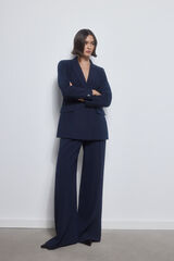 Pedro del Hierro Navy trousers with double darts Blue