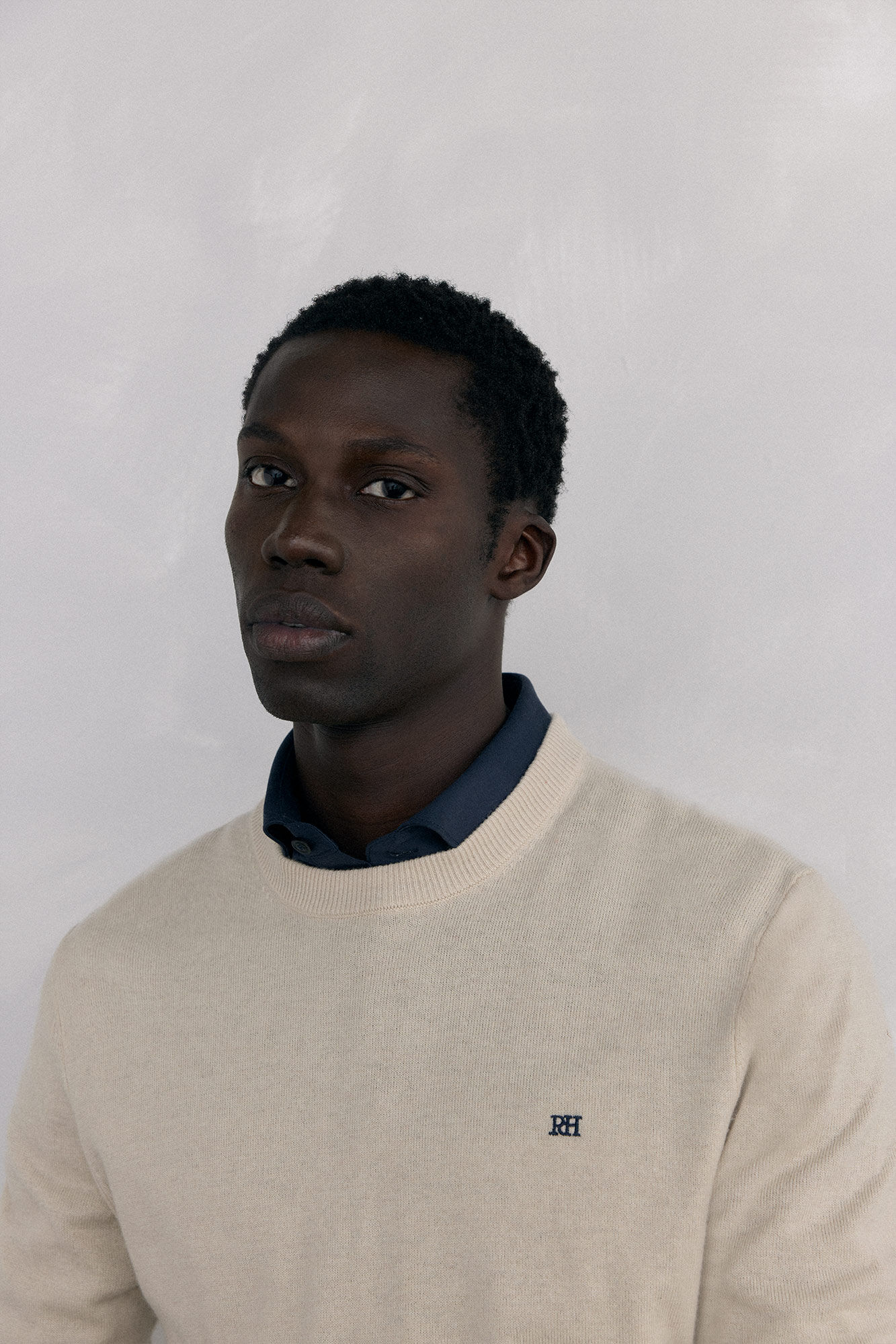 Pedro del Hierro Merino wool and cashmere crew neck sweater Beige