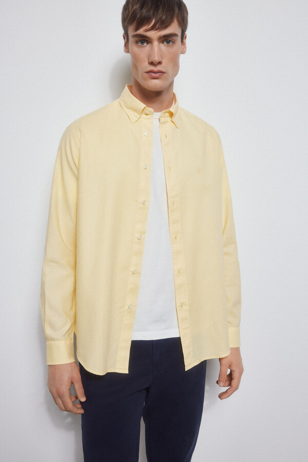 Pedro del Hierro Iconic garment-dyed Oxford shirt Yellow
