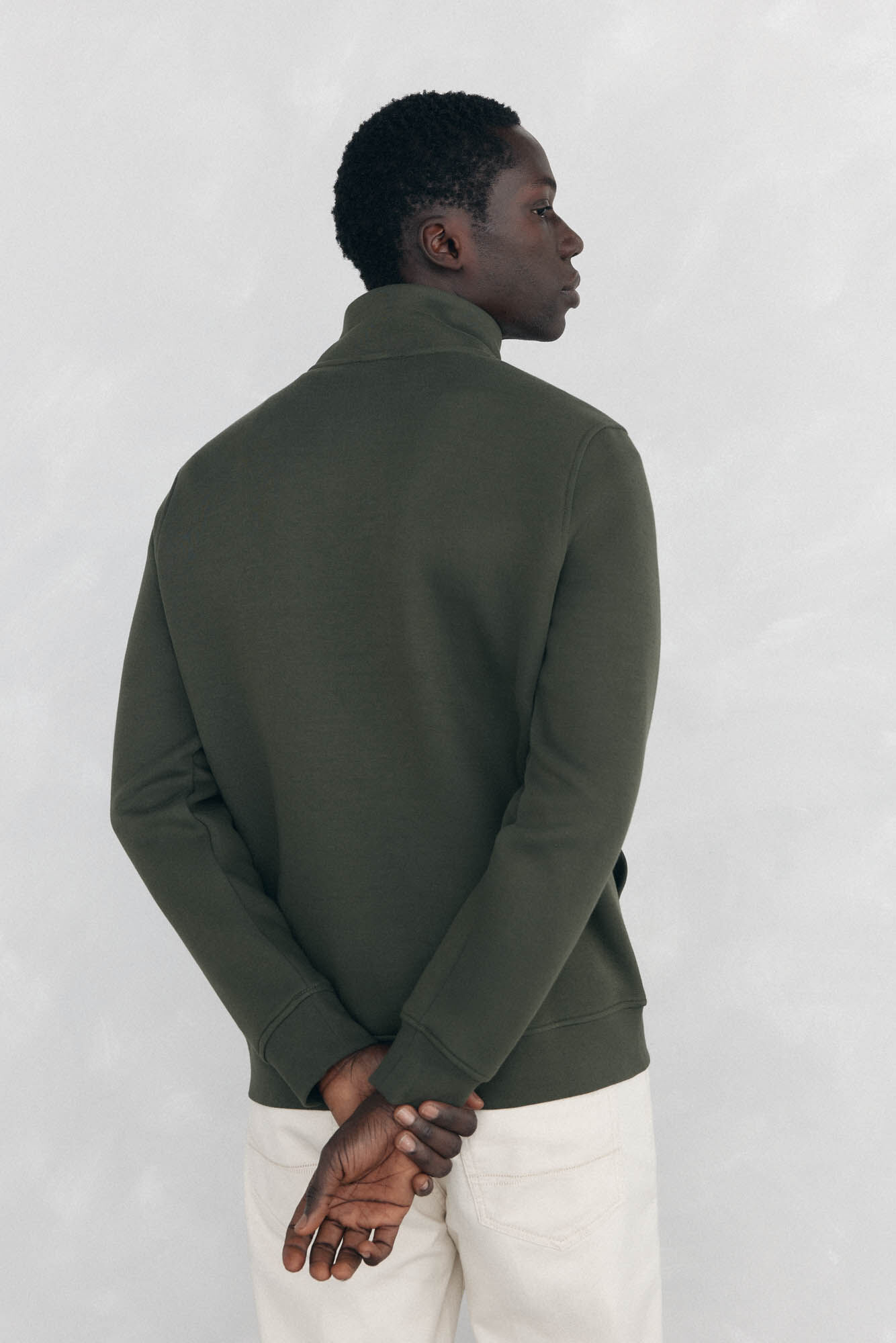 Pedro del Hierro Technical fabric zip-neck sweatshirt Green