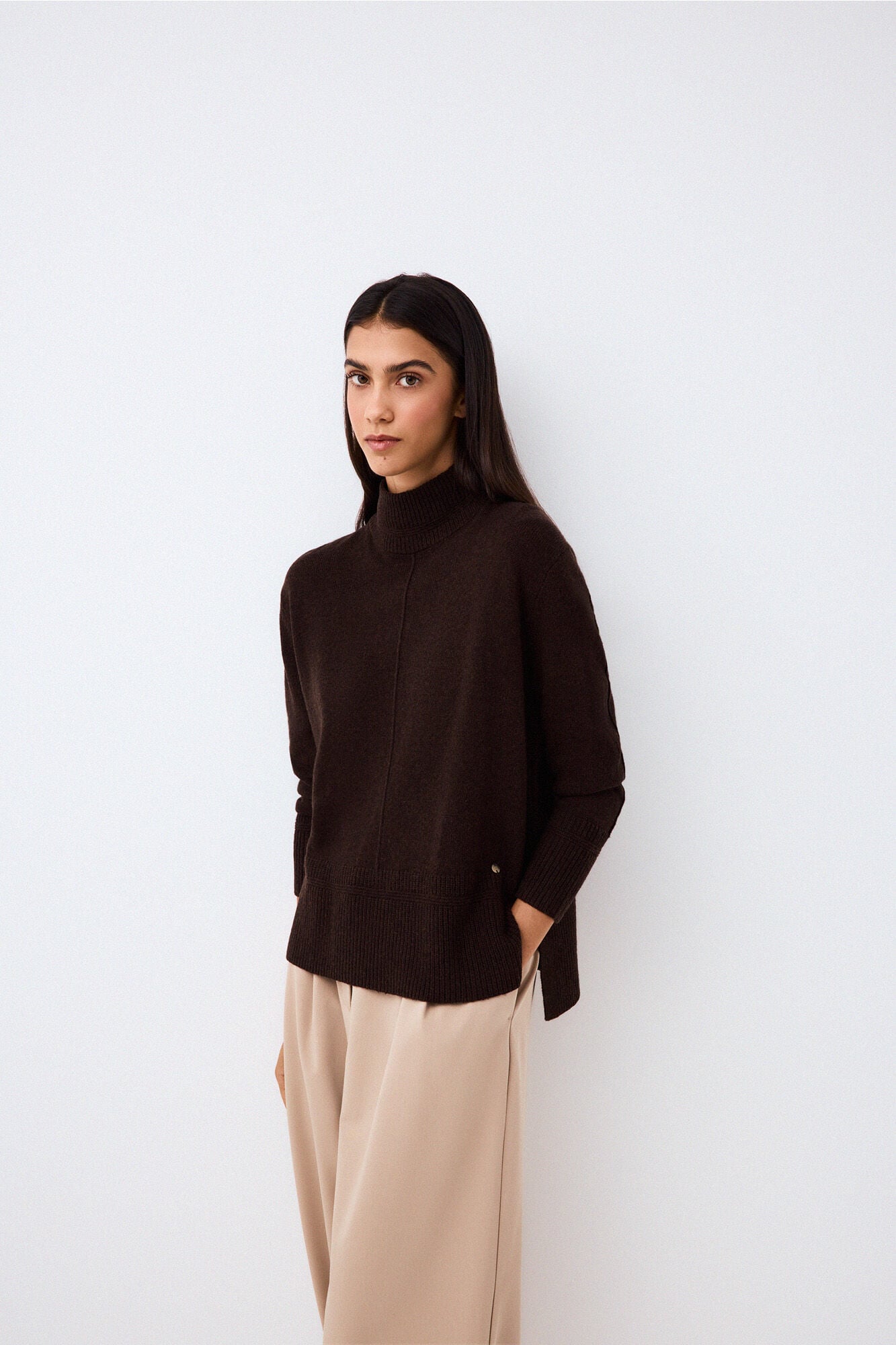 Pedro del Hierro Wool funnel neck jumper with central seam