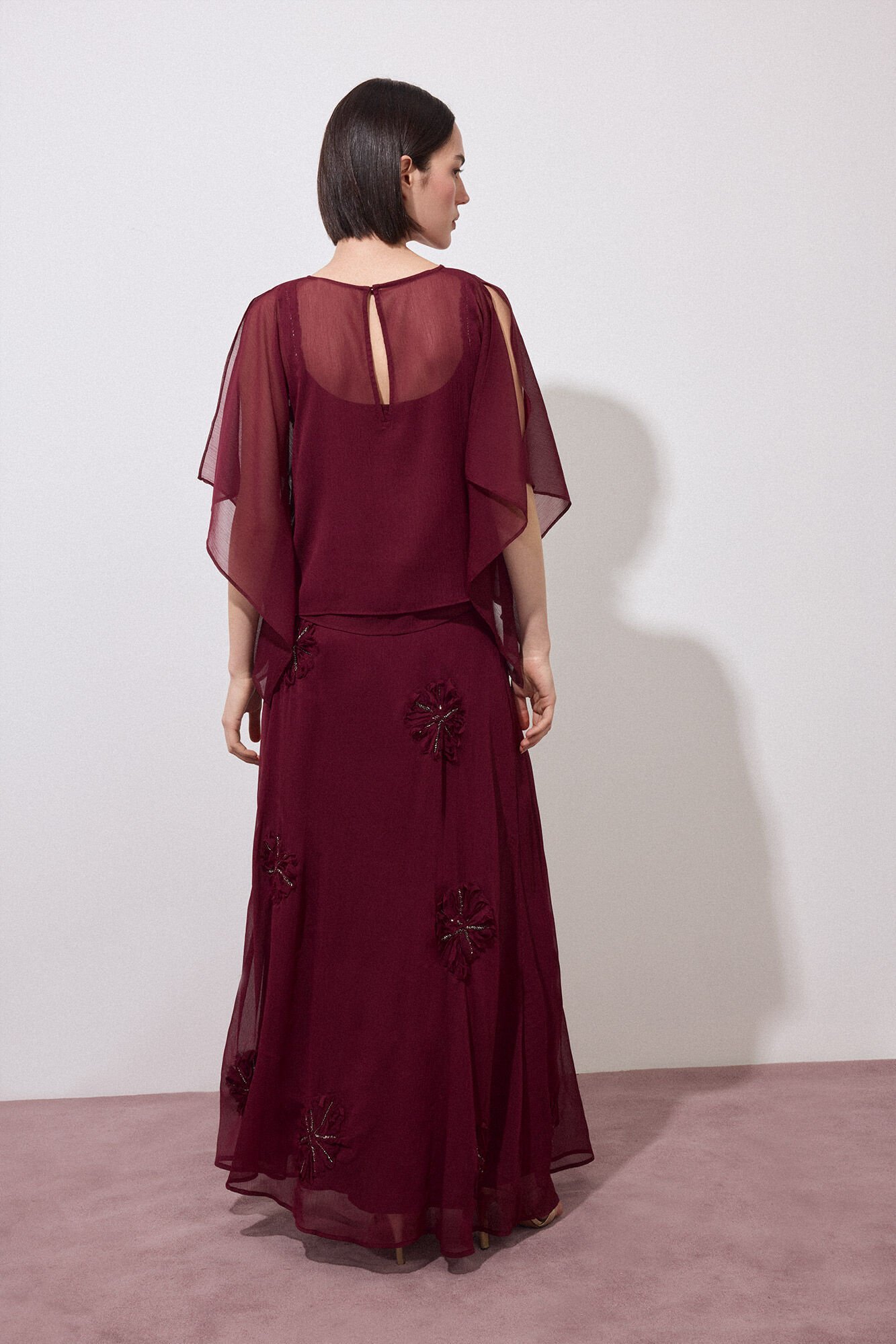 Pedro del Hierro Chiffon cape and top Burgundy