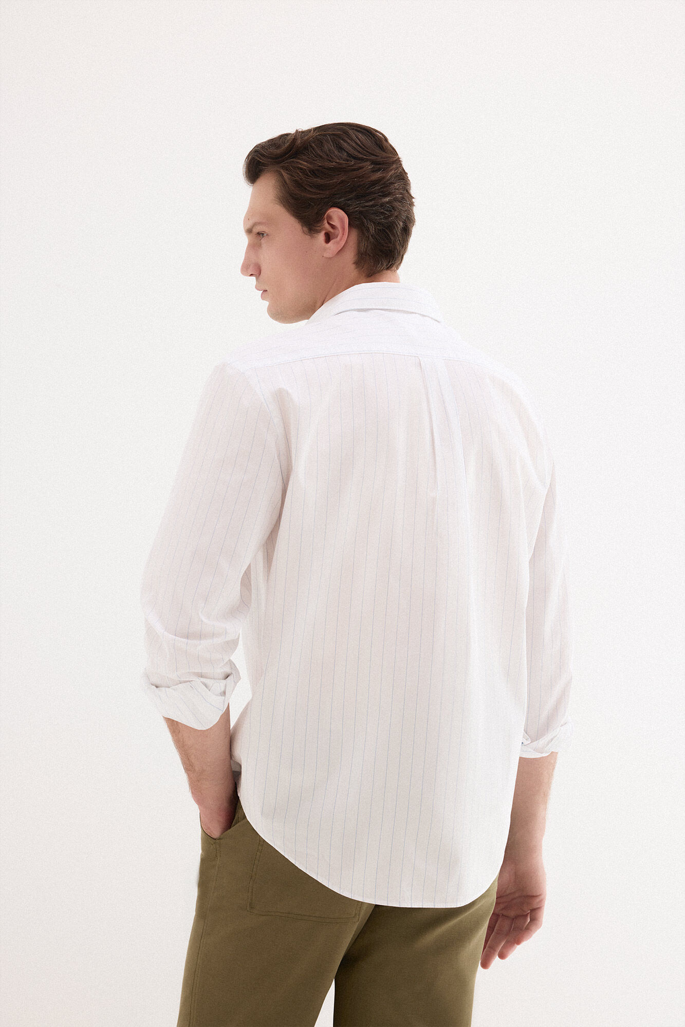 Pedro del Hierro Poplin striped shirt Blue