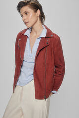 Pedro del Hierro Suede biker jacket Red