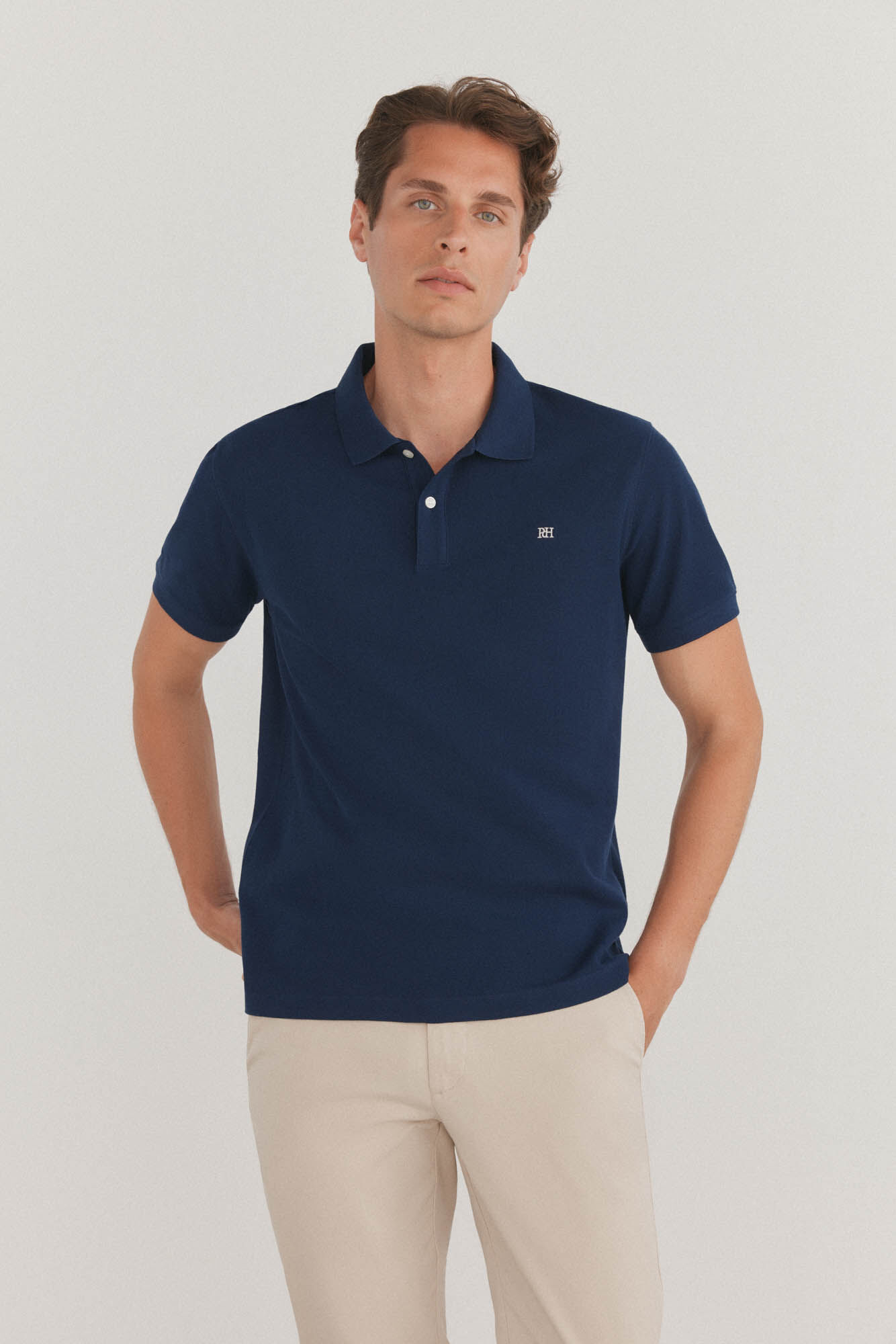 Pedro del Hierro Polo b&aacute;sico slim Azul
