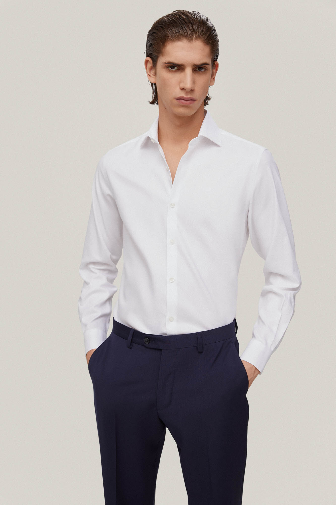 Pedro del Hierro Camisa vestir twill liso non iron + antimanchas Blanco