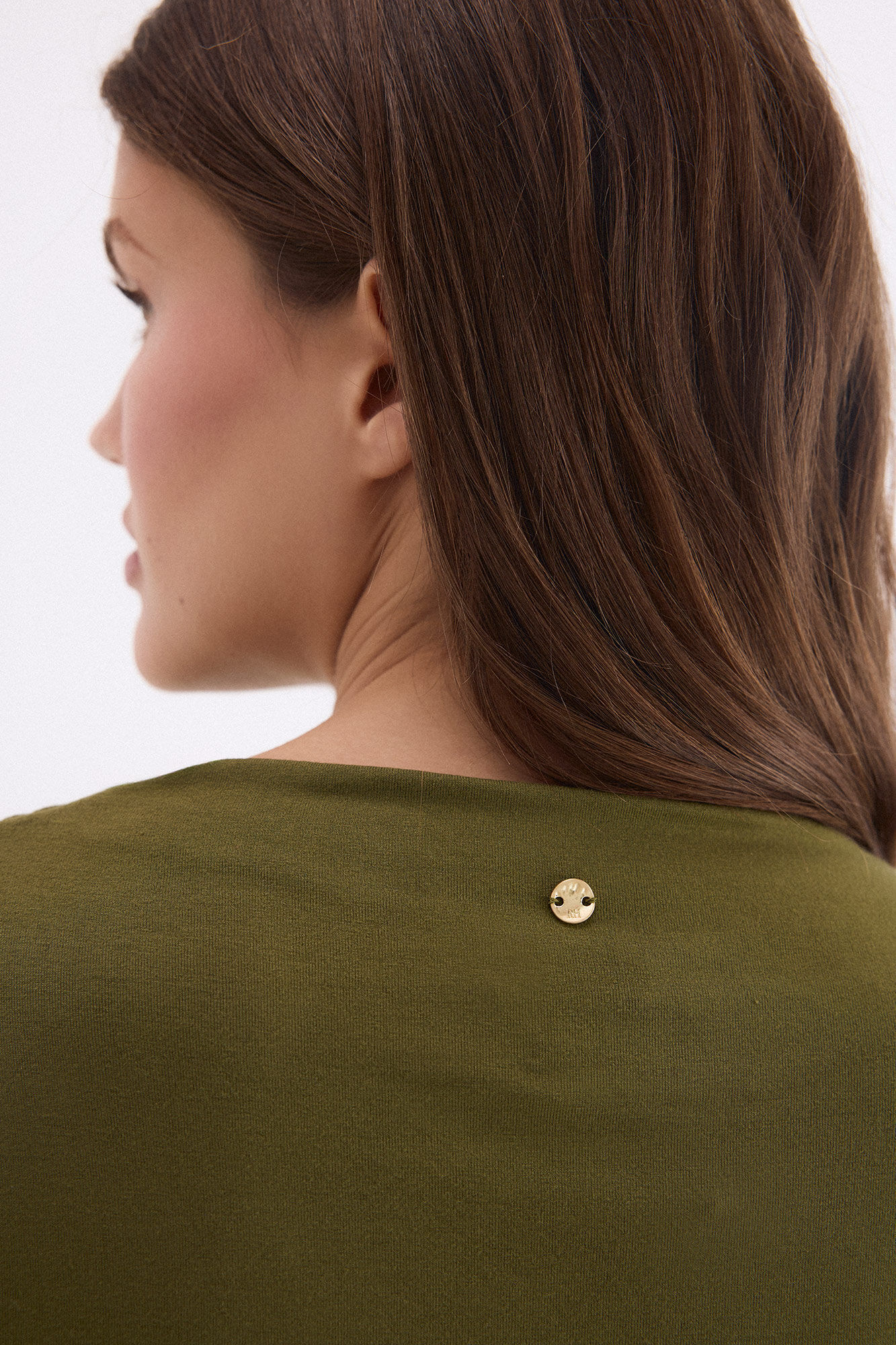 Pedro del Hierro Top drapeado gola alta Verde