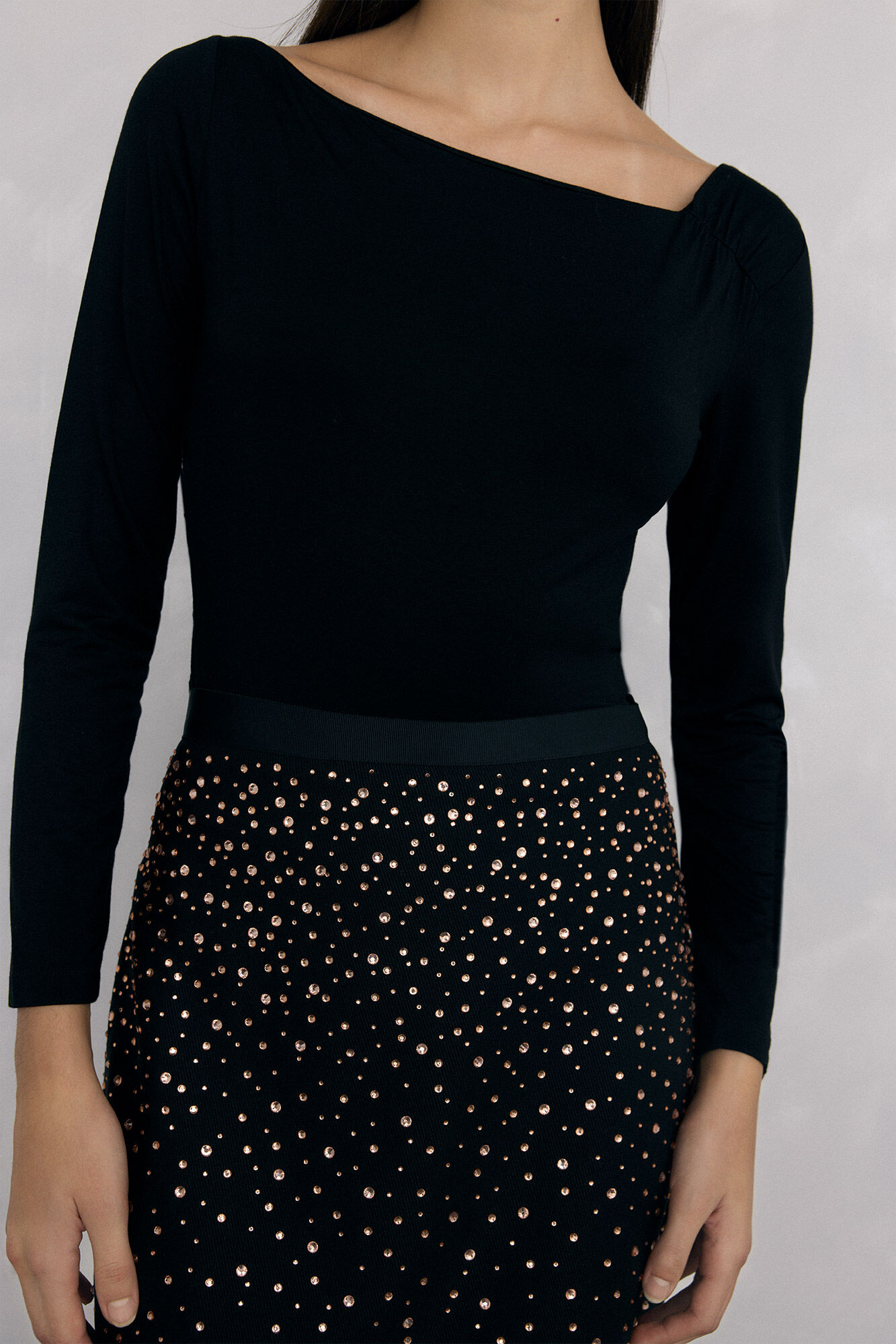 Pedro del Hierro Camiseta asim&eacute;trica Negro