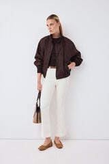 Pedro del Hierro Velvet flare cropped trousers Ecru