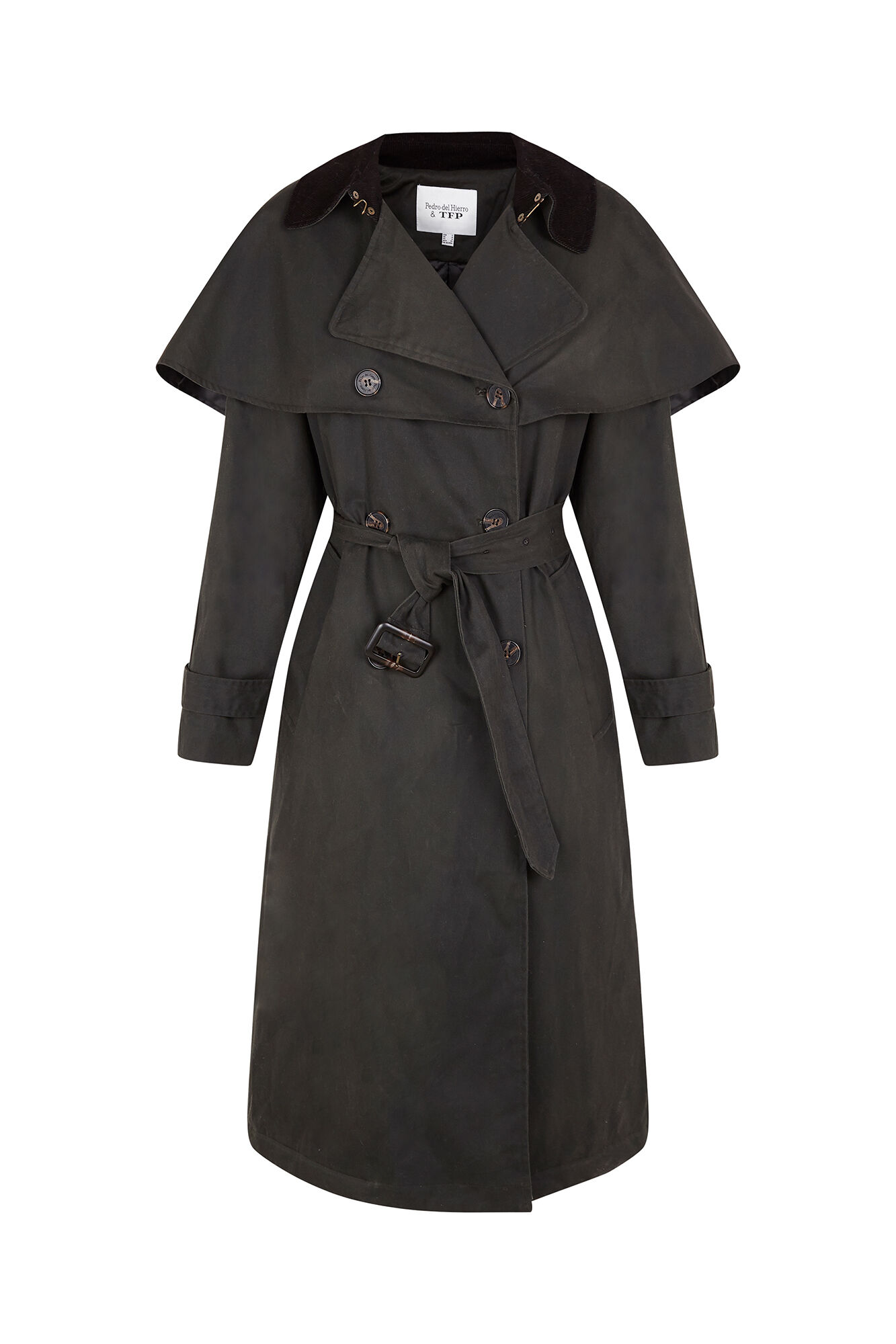 TFP by Tamara Falc&oacute; Long waxed trench coat Green