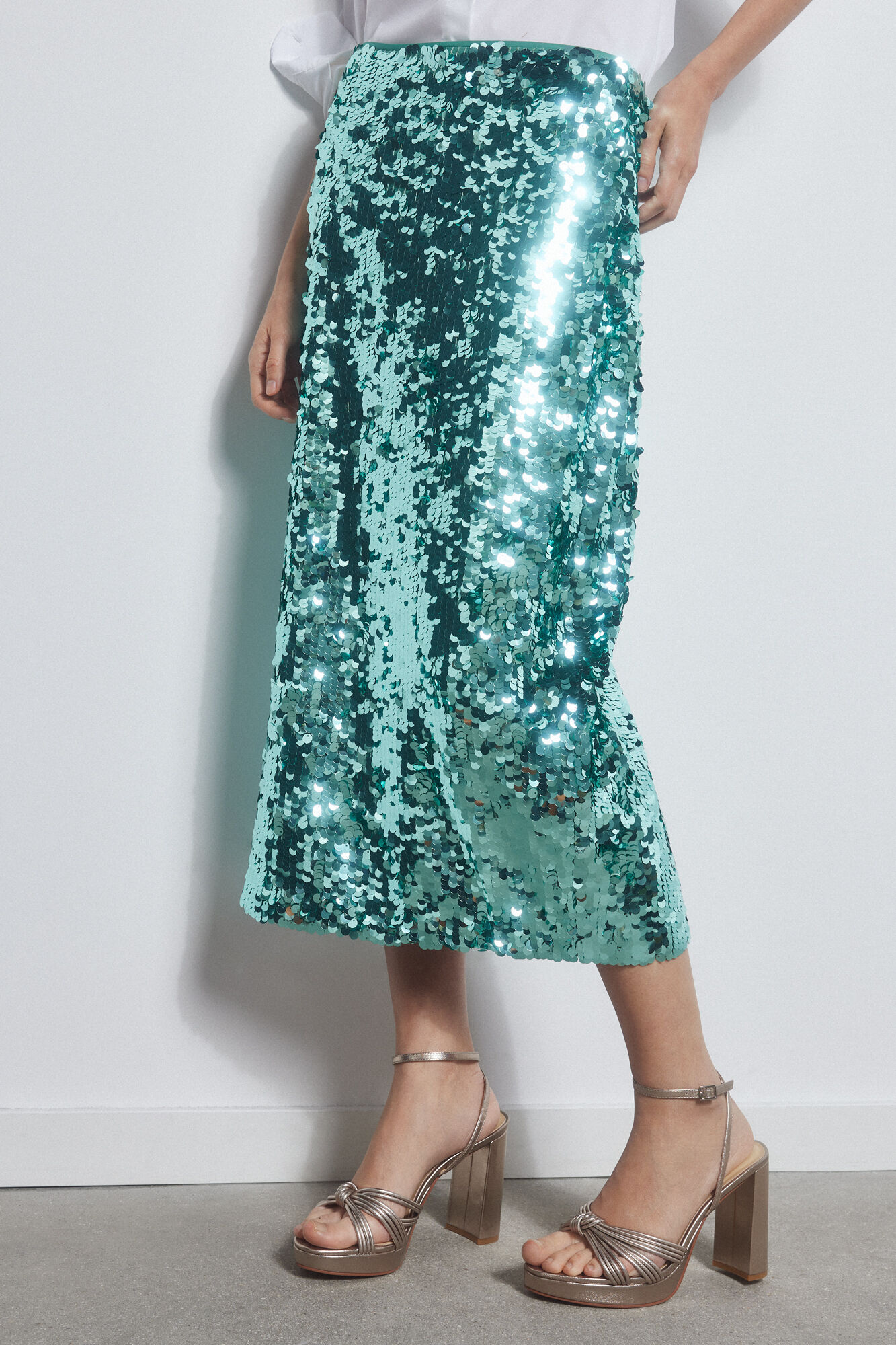 Pedro del Hierro Sequinned midi skirt Turquoise