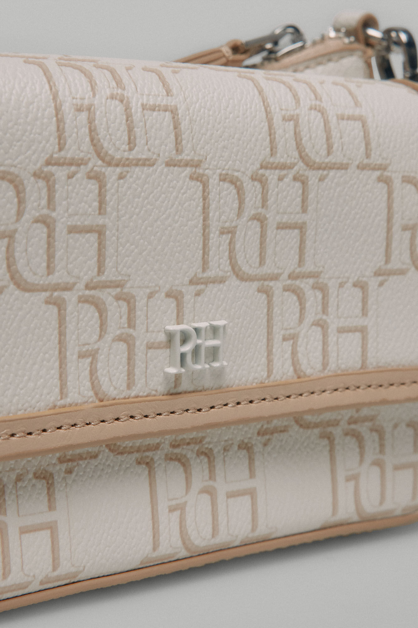 Pedro del Hierro Mini double crossbody bag with logo Beige