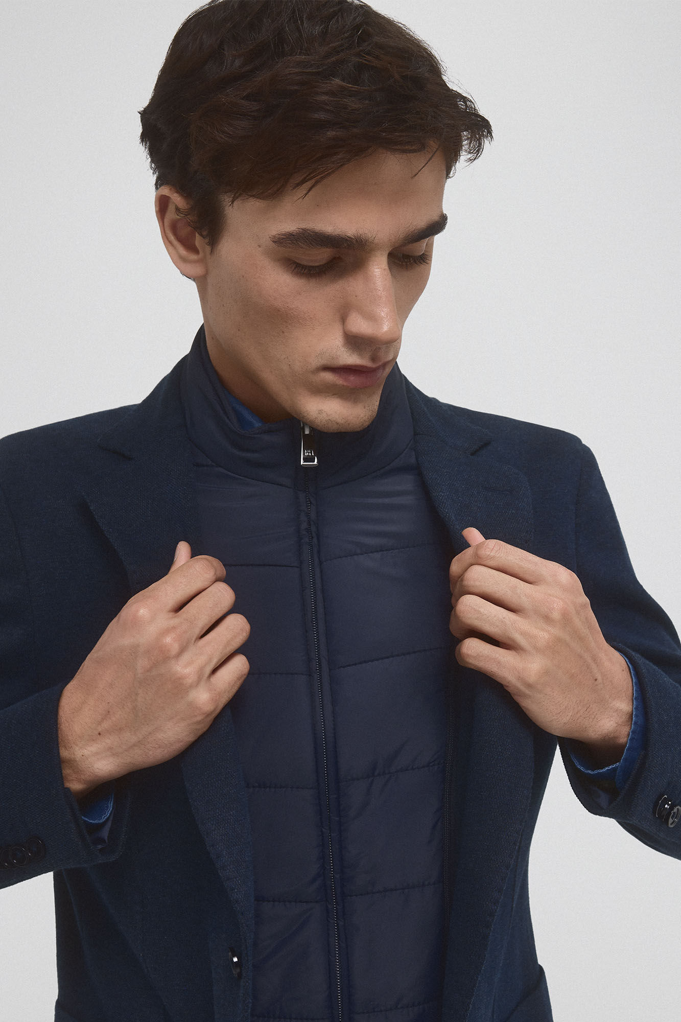 Pedro del Hierro Americana de punto con desmontable Azul