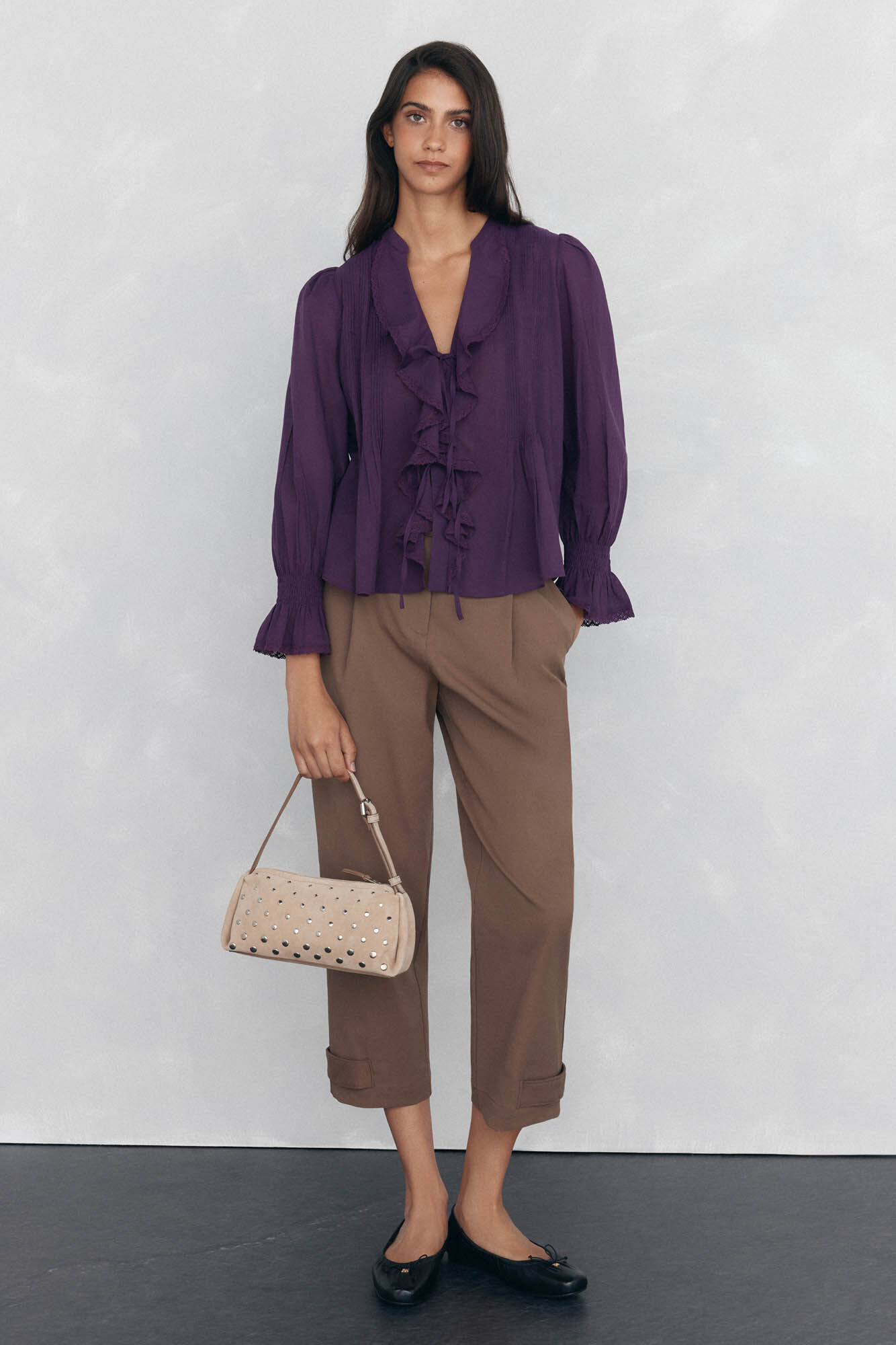 Pedro del Hierro Romantic ruffle blouse Purple