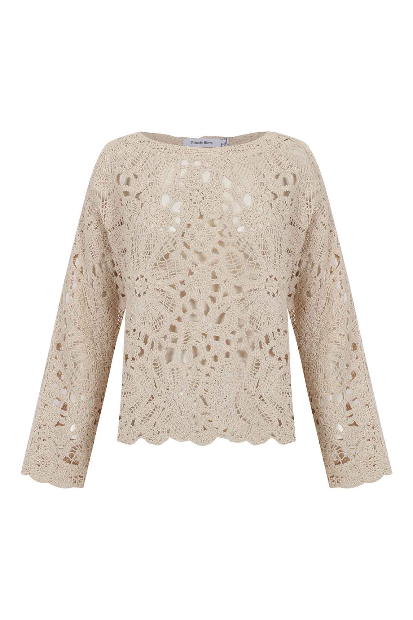 Pedro del Hierro Jersey crochet Beige
