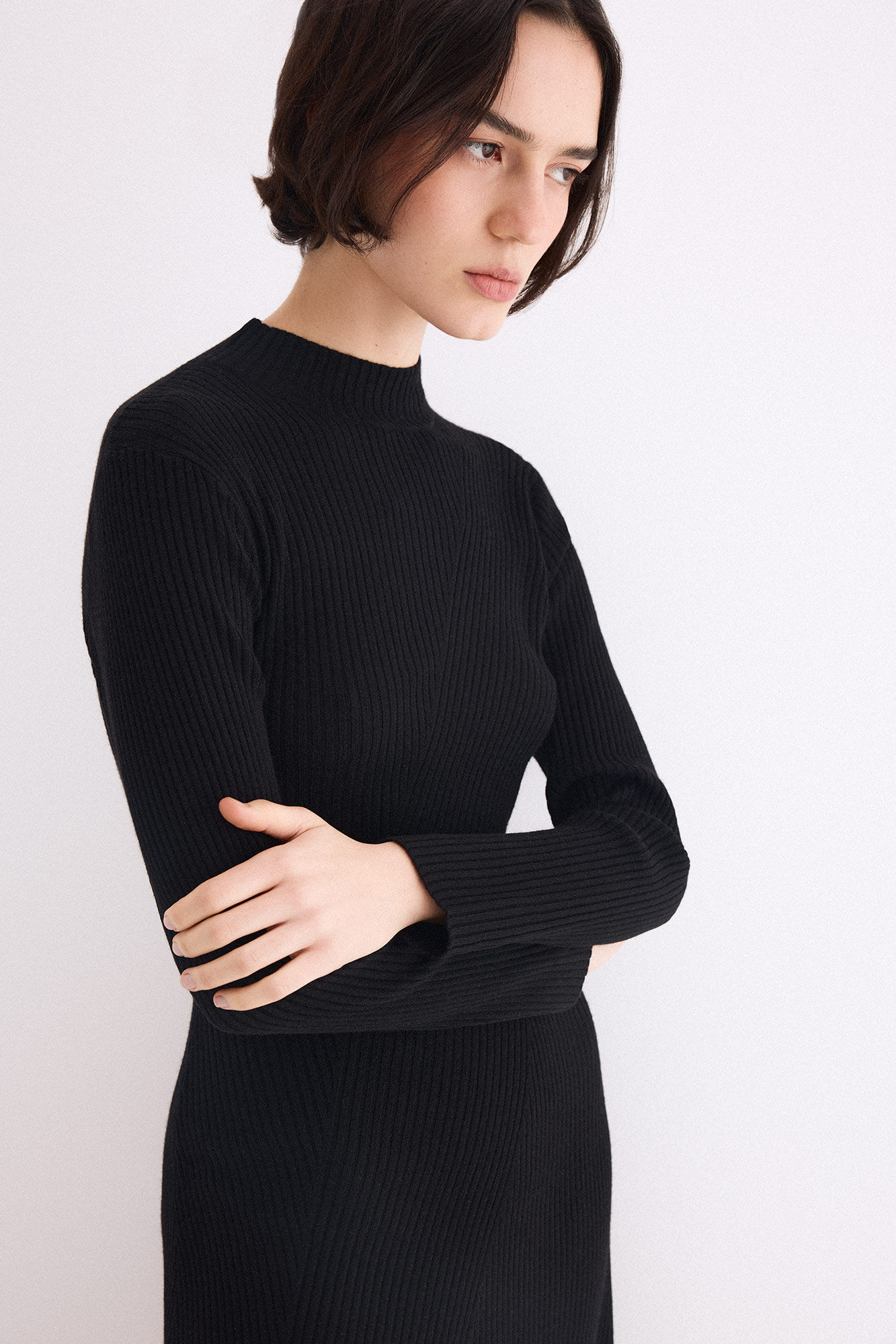 Pedro del Hierro Ribbed knit midi dress Black