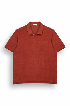 Pedro del Hierro Towelling polo shirt with pocket Red