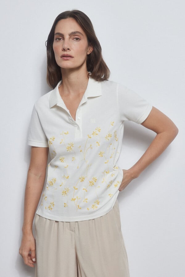 Pedro del Hierro Short-sleeved embroidered polo shirt Yellow