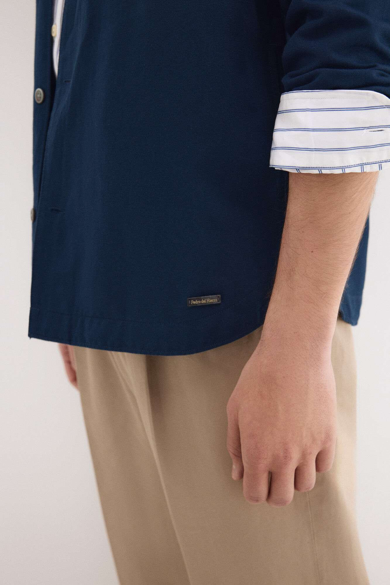 Pedro del Hierro Cotton linen plain overshirt Blue