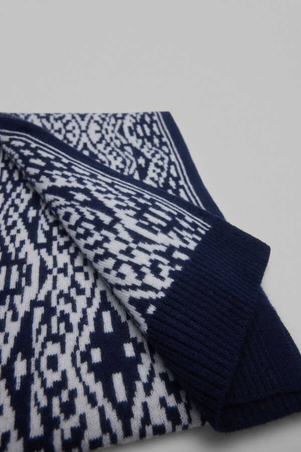 Pedro del Hierro Jacquard knit scarf Blue