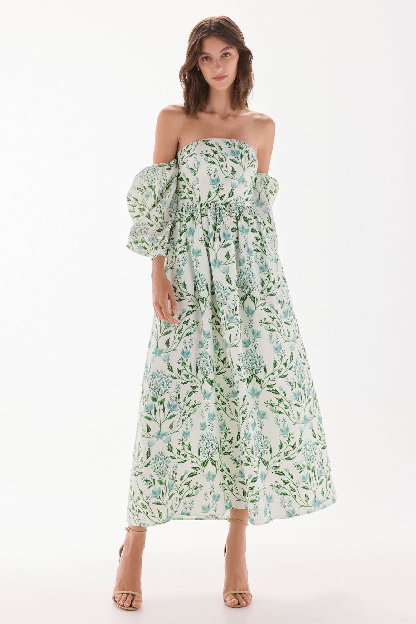 TFP by Tamara Falc&oacute; Strapless printed dress Turquoise
