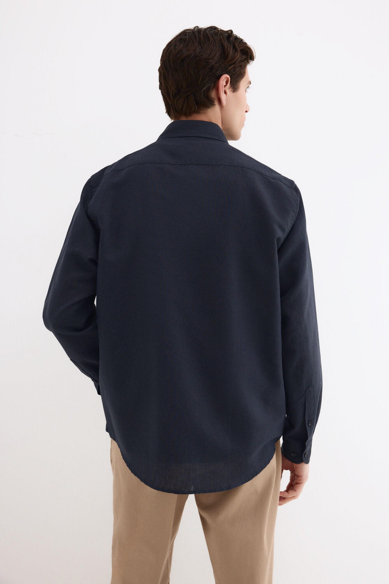 Pedro del Hierro Camisa lino bolsillos Azul