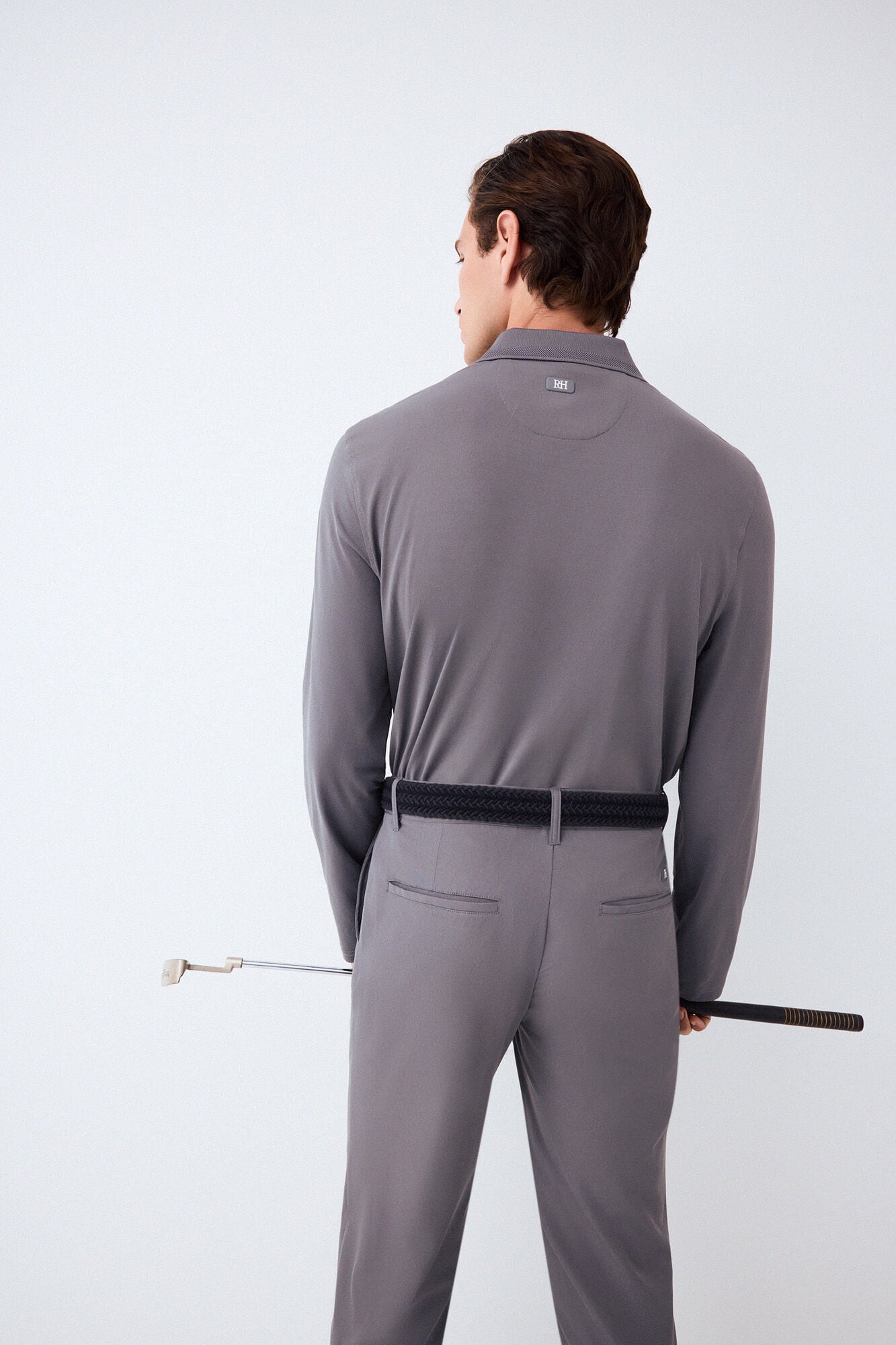 Pedro del Hierro Long sleeve technical golf polo shirt Grey