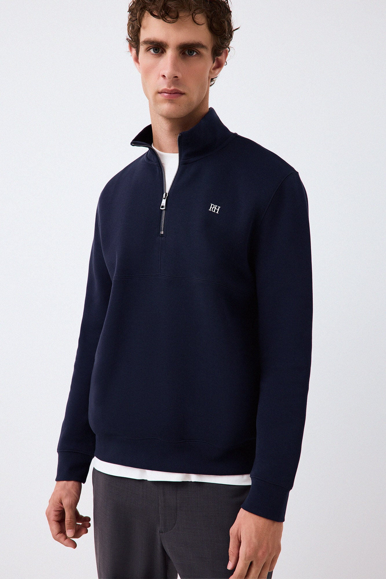Pedro del Hierro Neoprene funnel neck sweatshirt Blue